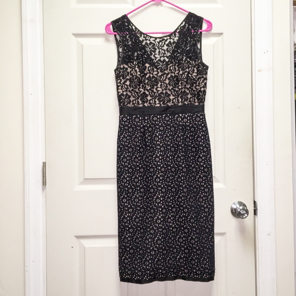 BCBGMAXAZRIA Alice Black Tan Lace Cocktail Dress - Picture 6 of 12
